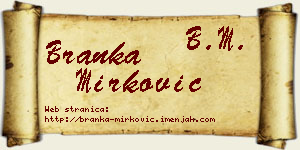 Branka Mirković vizit kartica
